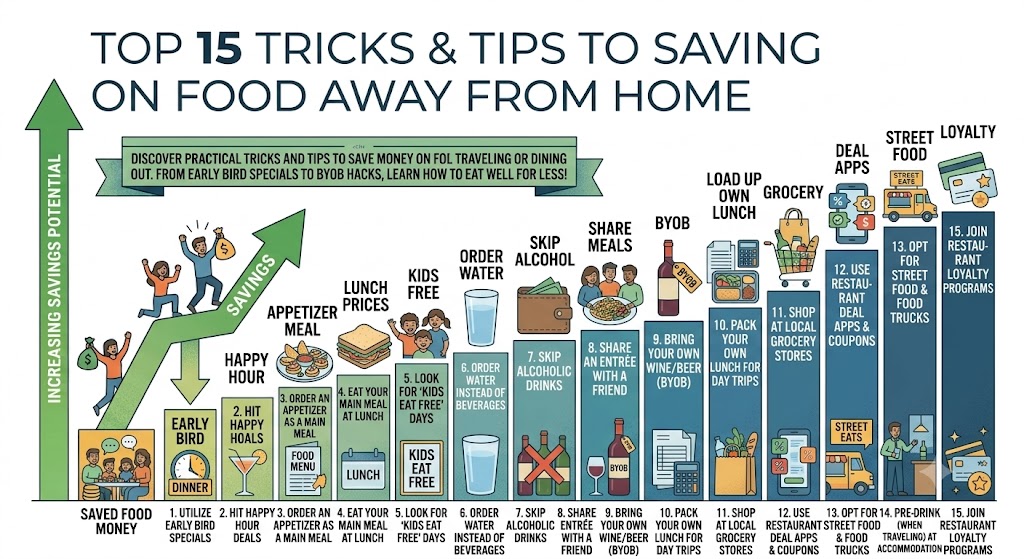 Top 15 Tricks and Tips to Saving Money on Food Away From Home
