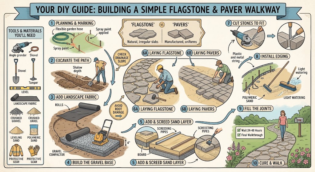 How to Build a Simple Flagstone or Paver Walkway: Step-by-Step DIY Guide | Tricks and Tips for Life
