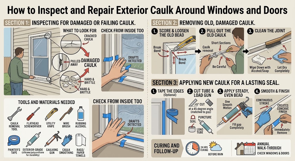 How to Inspect and Repair Exterior Caulk Around Windows and Doors: Step-by-Step DIY Guide | Tricks and Tips for Life
