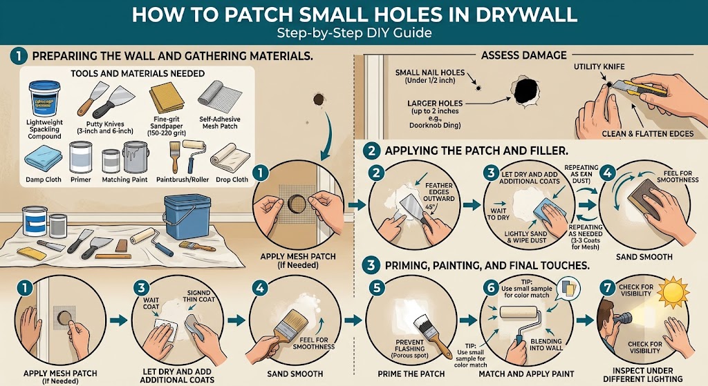 How to Patch Small Holes in Drywall: Step-by-Step DIY Guide | Tricks and Tips for Life