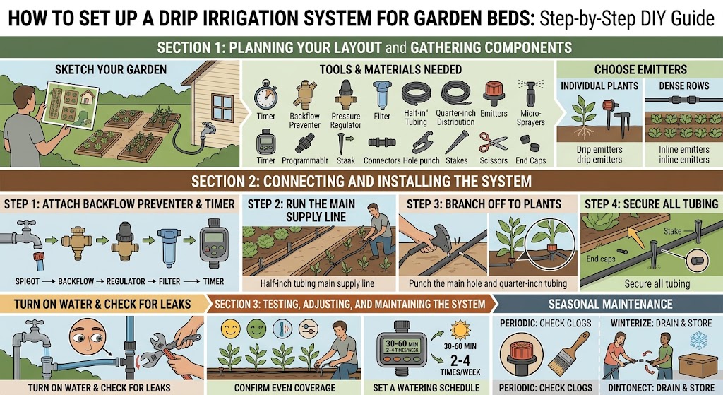 How to Set Up a Drip Irrigation System for Garden Beds: Step-by-Step DIY Guide | Tricks and Tips for Life