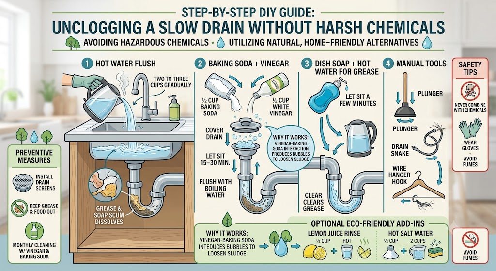 5 How to Tips to Unclog a Slow Drain Without Harsh Chemicals: Step-by-Step DIY Guide