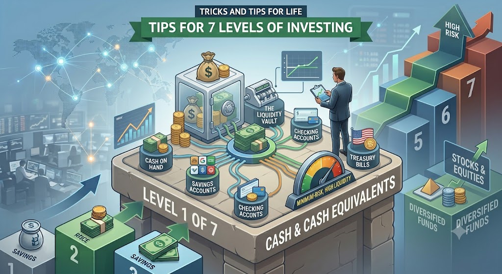 Level 1 of 7 Cash and Cash Equivalents (lowest / very low risk) | Tips for 7 Levels of Investing from Low to High Risk | Tricks and Tips for Life