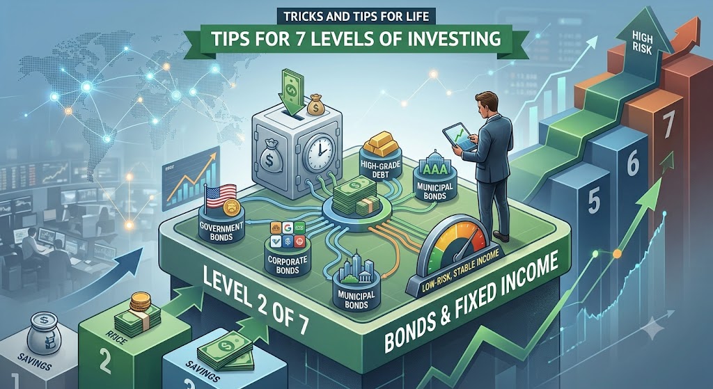 Level 2 of 7 Bonds and Fixed Income (low / low-to-moderate risk) | Tips for 7 Levels of Investing from Low to High Risk | Tricks and Tips for Life