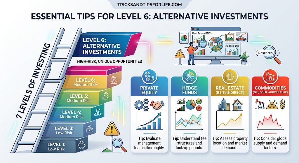 Level 6 of 7 Alternative Investments (high risk) | Tips for 7 Levels of Investing from Low to High Risk | Tricks and Tips for Life