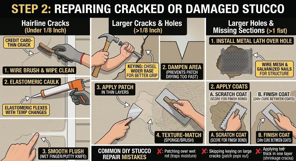 Step 2: Repairing Cracked or Damaged Stucco