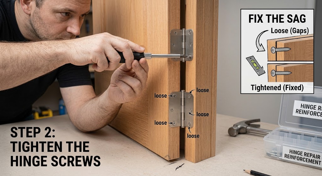Step 2: Tighten the Hinge Screws