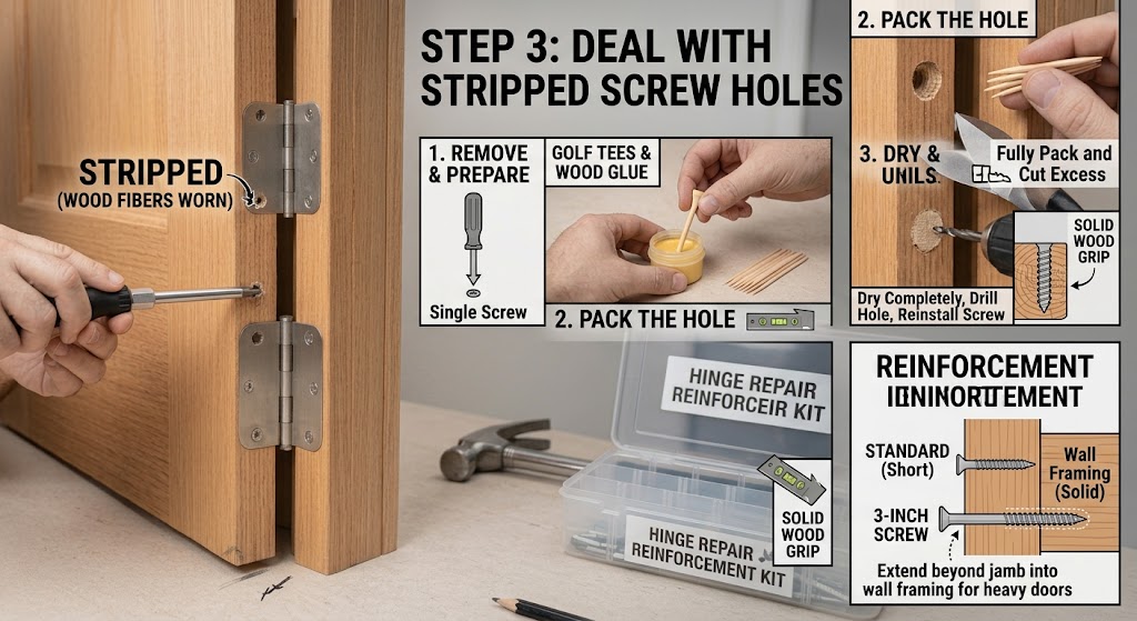 Step 3: Deal With Stripped Screw Holes