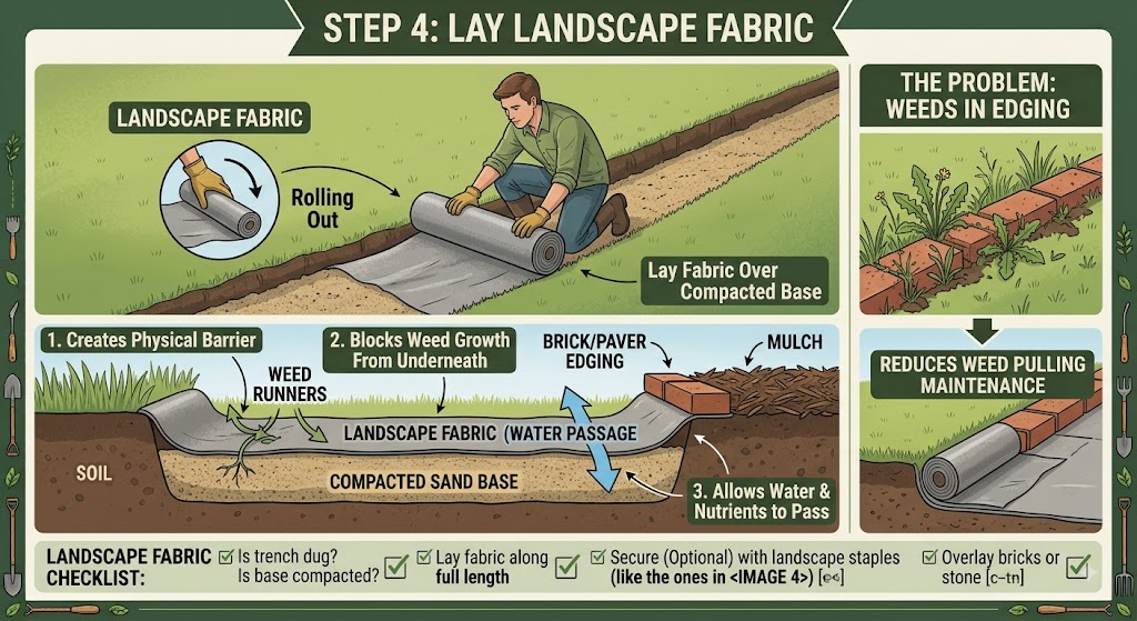 Step 4: Lay Landscape Fabric (Optional but Recommended)