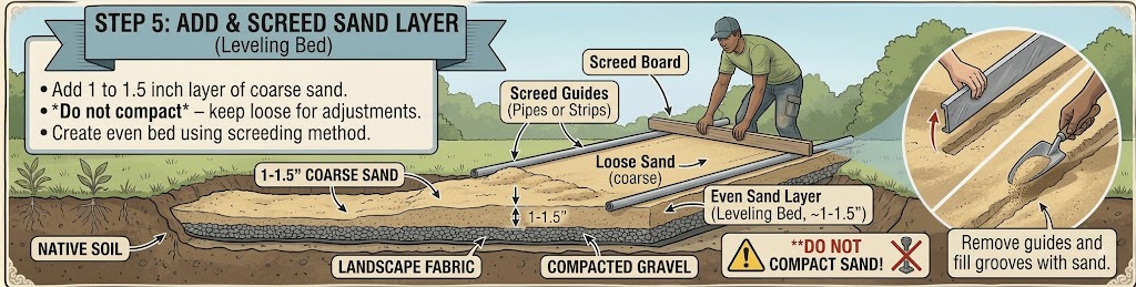 Step 5: Add and Screed the Sand Layer