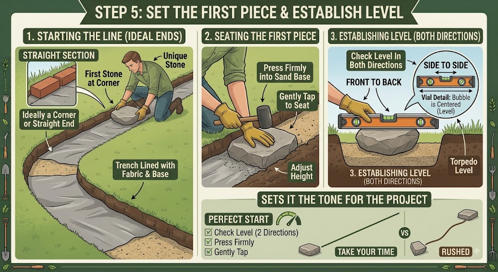 Step 5: Set the First Piece and Establish Your Level