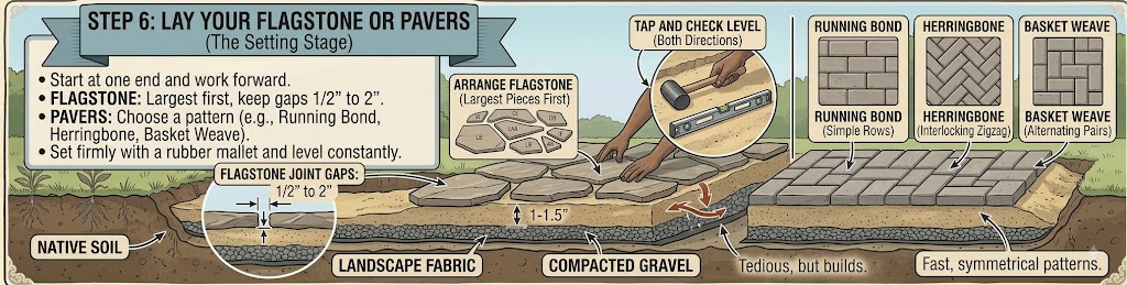 Step 6: Lay Your Flagstone or Pavers