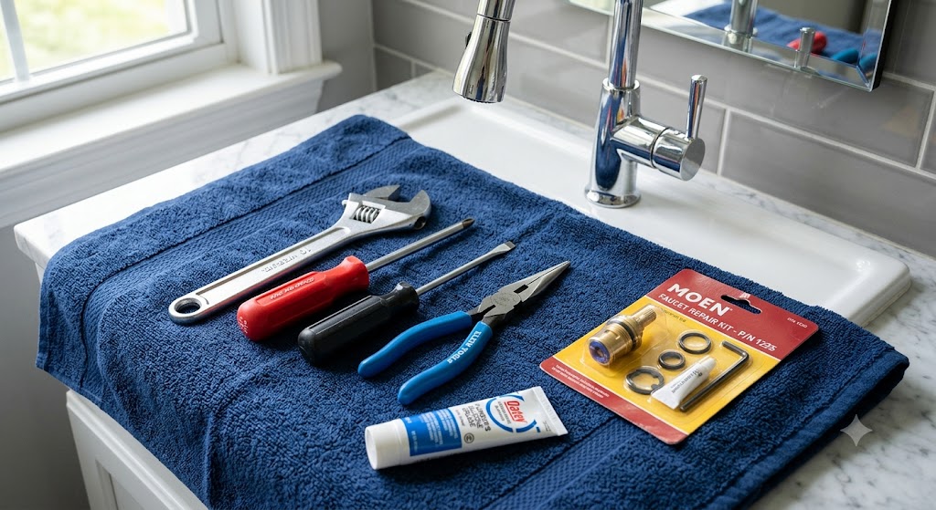 To successfully repair your leaky faucet, gather the following tools